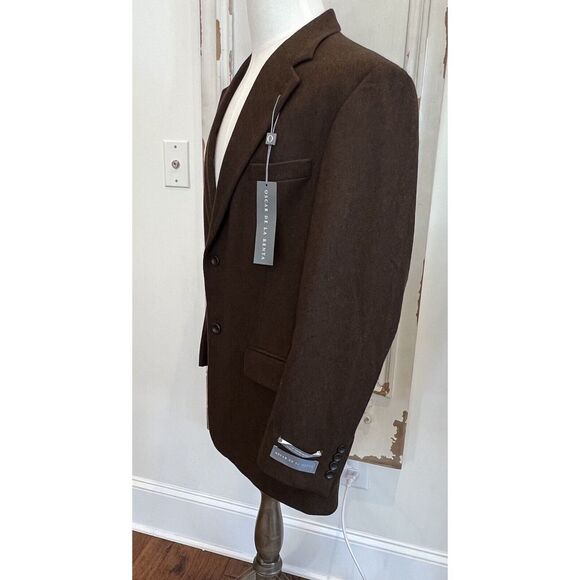 Oscar De La Renta‎ 2O% Cashmere 60% Wool Brown Blazer Jacket 44R NEW $250 Italy - Picture 1 of 9